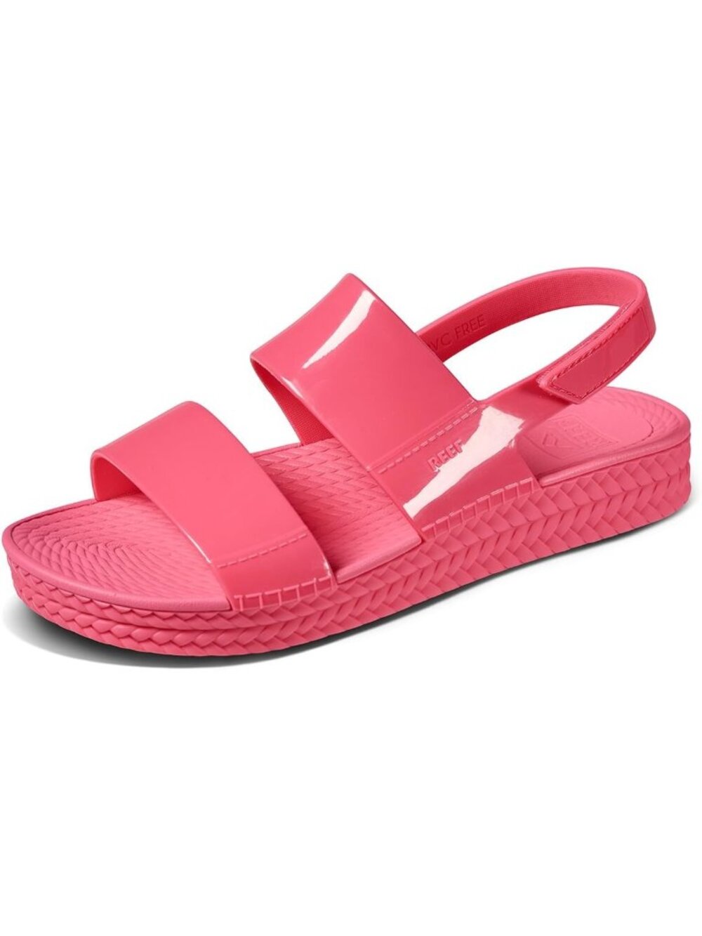 Women's Dark Pink Lightweight Double Strap PVC Free Comfort Wedge Sandals